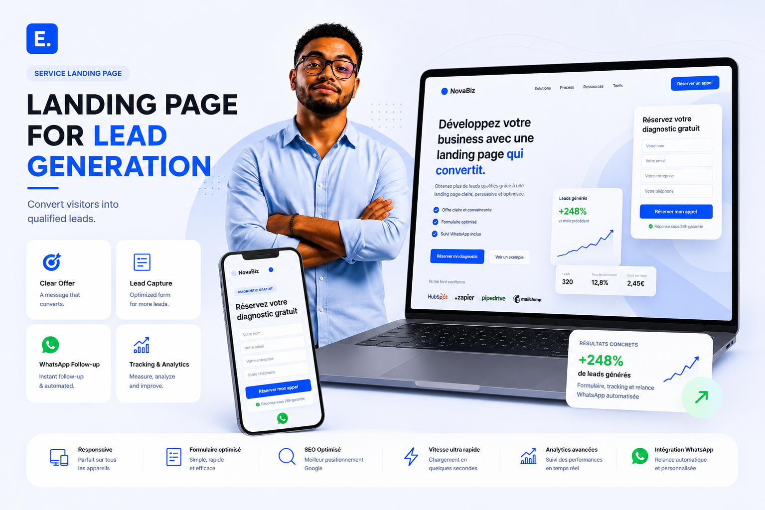 Visuel de landing page pour leads
